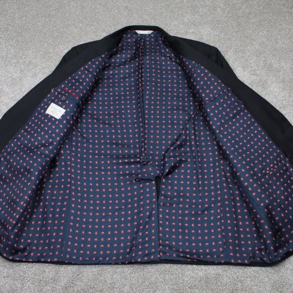 Samuelsohn Blazer Mens 44L Black Wool 2 Button Single Vent Sports Jacket Coat - Picture 5 of 13